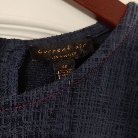 New Anthropologie TOP Current Air Karnes 3/4 Sleeve Navy Blue XS - Picture 4 of 5